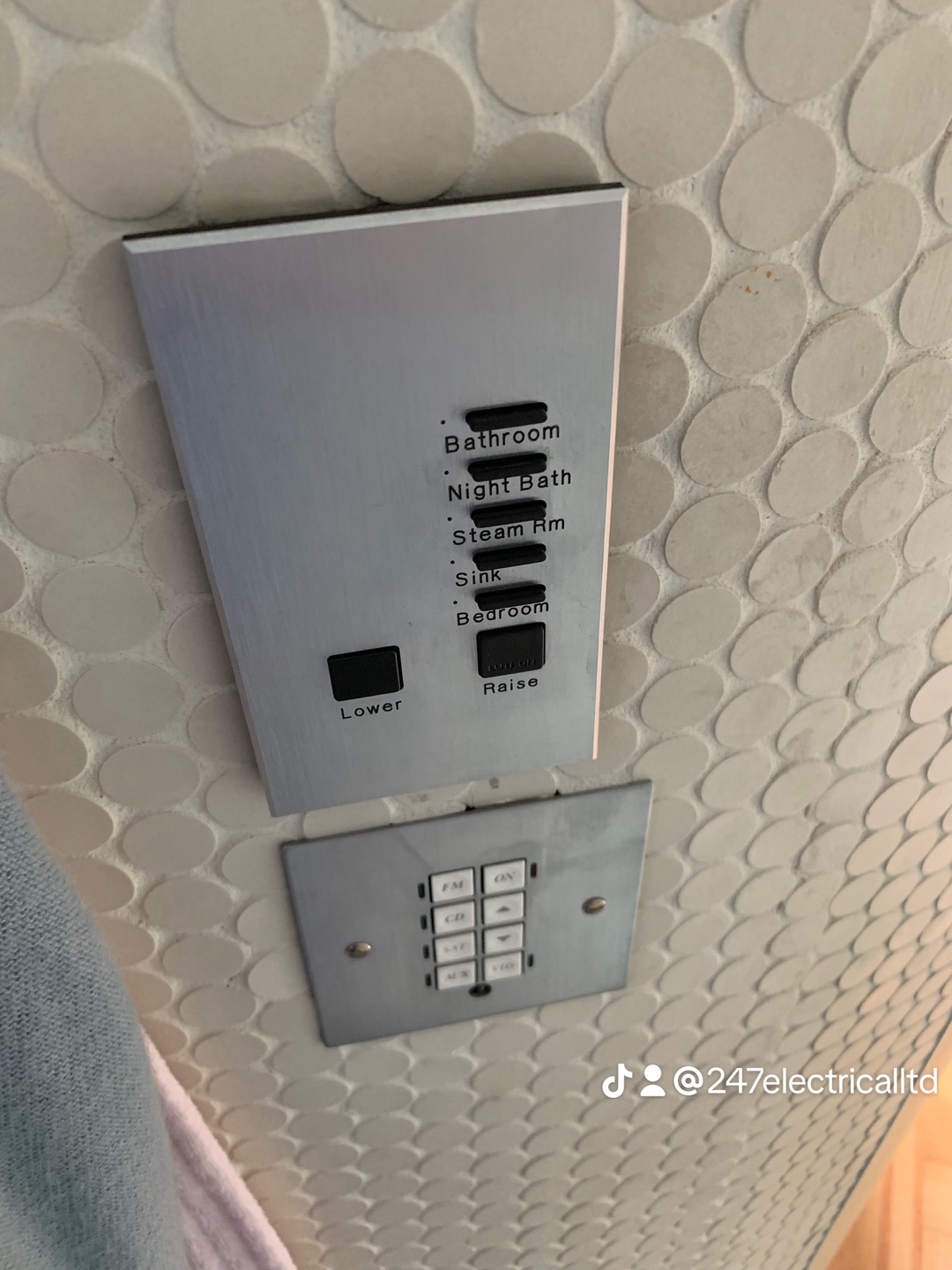 Bathroom control panel and electrical systems