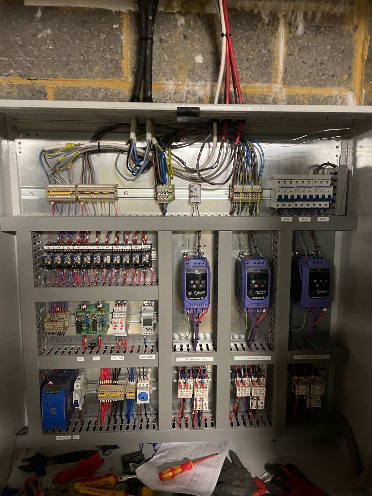 Industrial control cabinet wiring and installation