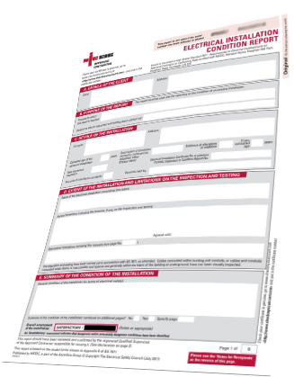 EICR Electrical Installation Condition Report certificate document
