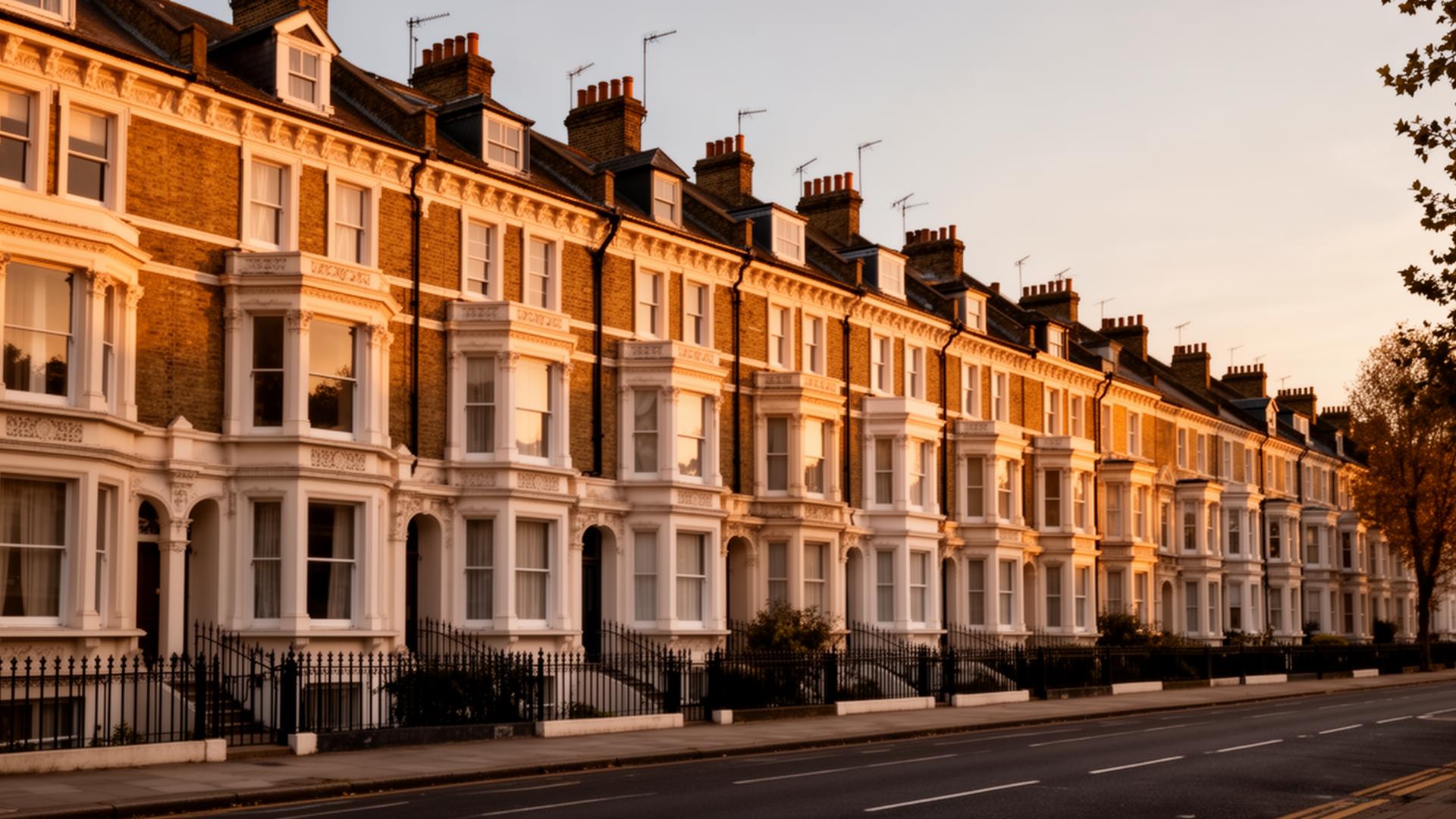 Grand Victorian terraced houses with ornate facades and bay windows in Streatham, South London
