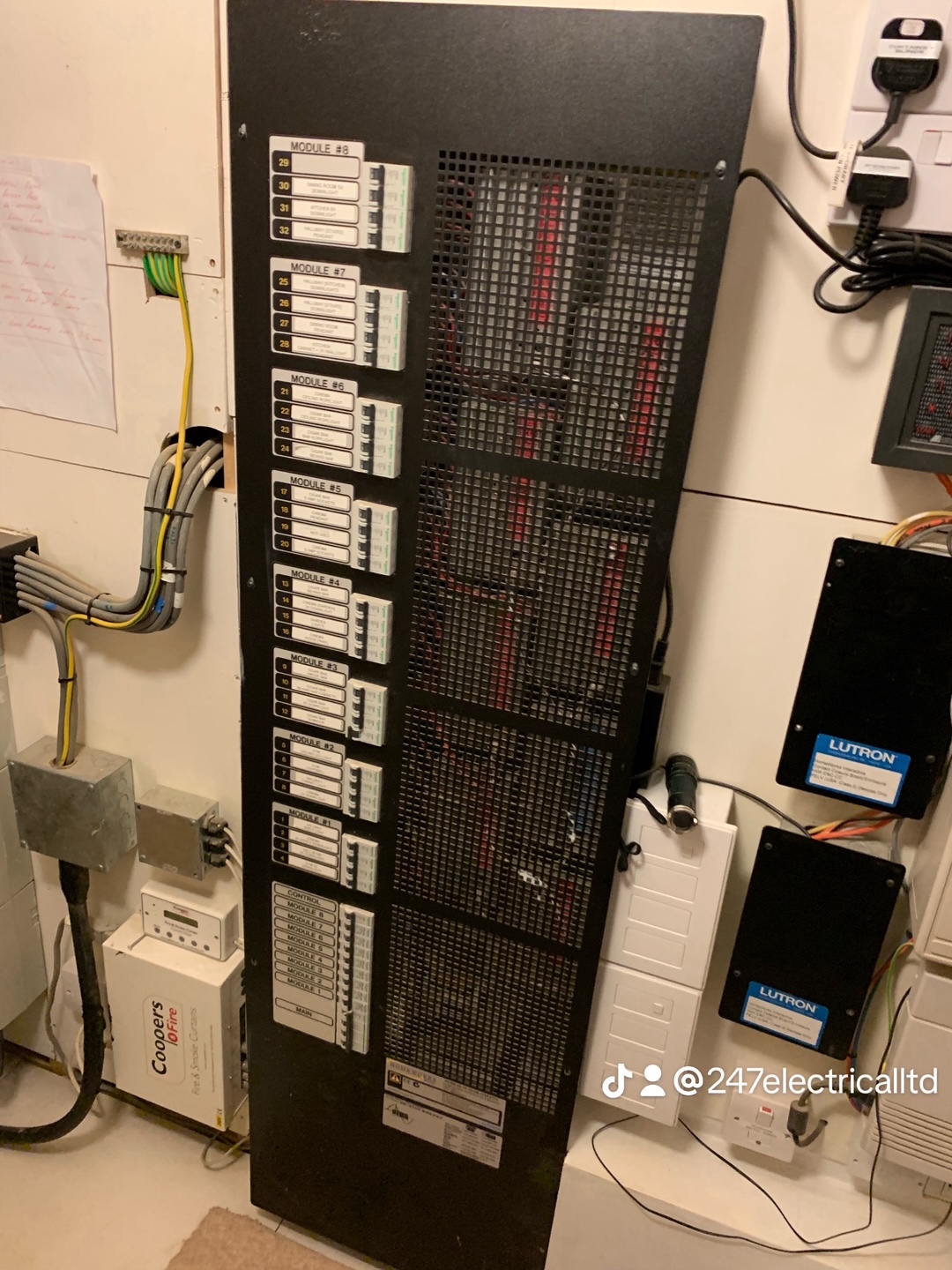 Lutron smart lighting control rack installation