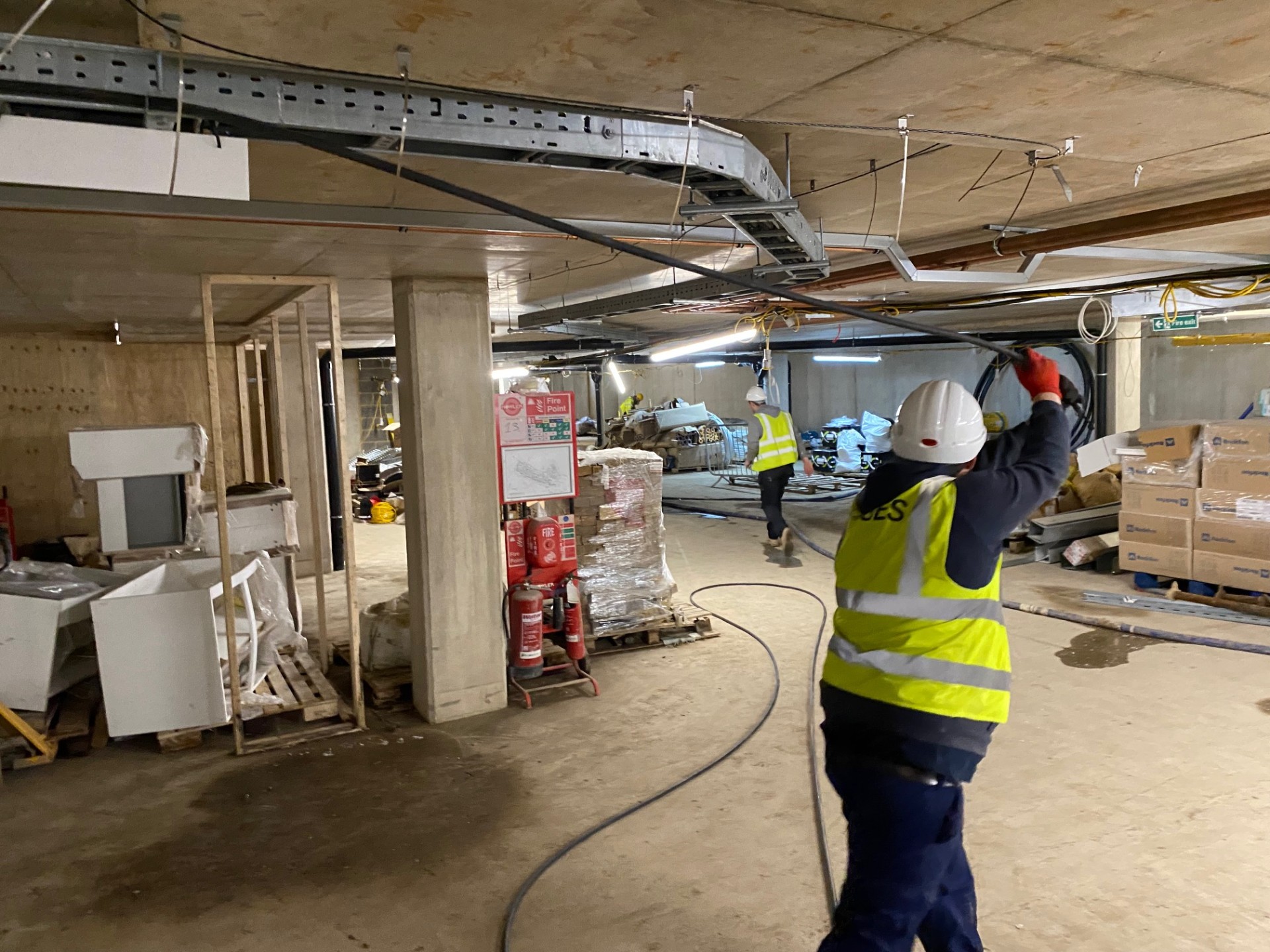 Wide cable run installation on site