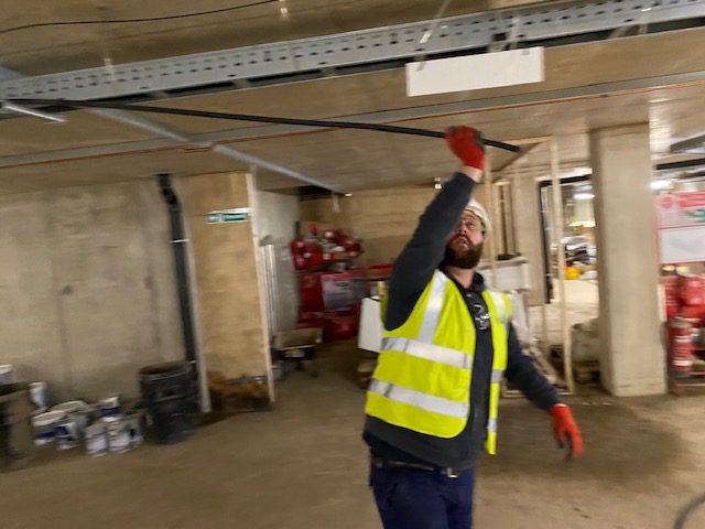 Cable tray installation on commercial project