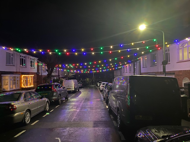 Professional street lighting installation complete